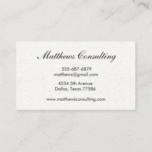 Carte De Visite Élégant moderne blanc simple Monogramme (Dos)