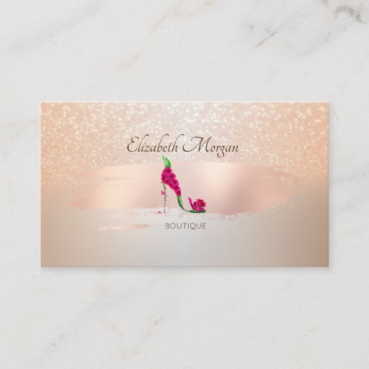 Carte De Visite Élégant moderne, Brush Stroke, Floral High Heures (Devant)