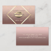 Carte De Visite Elégant moderne, Cadre Or, Confetti, Lèvres (Devant / Derrière)