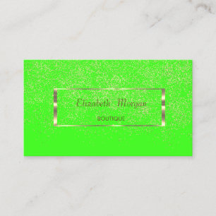 Carte De Visite Elégant moderne, Cadre Or, Confetti Neon Green