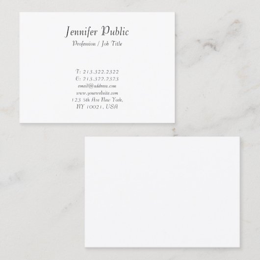 Carte De Visite Élégant Moderne Calligraphie Script Design simple (Devant / Derrière)