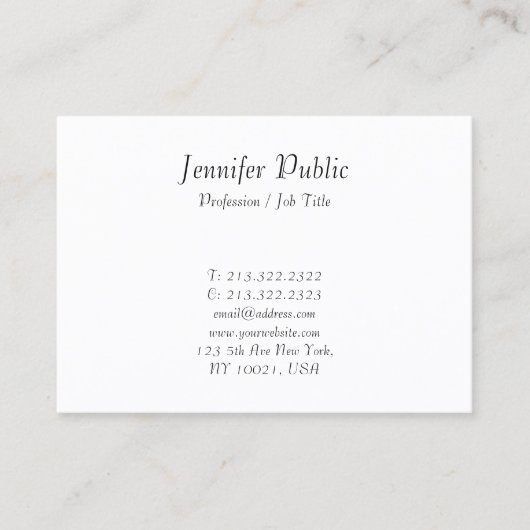 Carte De Visite Élégant Moderne Calligraphie Script Design simple (Devant)