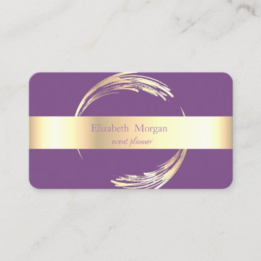 Carte De Visite Élégant Moderne Cercle Violet, Or (Devant)