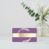 Carte De Visite Élégant Moderne Cercle Violet, Or (Debout devant)