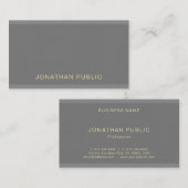 Carte De Visite Élégant Moderne Charme Professionnel Plaine Luxe (Devant / Derrière)