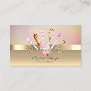 Carte De Visite Élégant Moderne Chic Boulangerie Outils Cupcake