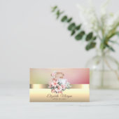 Carte De Visite Elégant Moderne Chic Mixer Fleurs Roses (Debout devant)