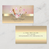 Carte De Visite Élégant Moderne Chic Or Floral Outils de boulanger (Devant / Derrière)