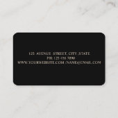 Carte De Visite Élégant Moderne Chic, Or, Noir (Dos)