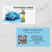 Carte De Visite Élégant moderne | Code QR de nettoyage et de détai (Devant / Derrière)