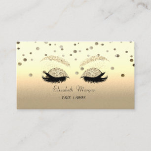 Carte De Visite Elégant Moderne, Confetti, Glitterie Or Faux Lashe