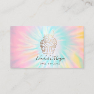 Carte De Visite Élégant Moderne, Cupcake Tie Dye Or Rose