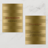 Carte De Visite Elégant moderne de tons or Motif rayures (Devant / Derrière)