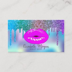 Carte De Visite Elégant Moderne Drips Holographique Lips maquillag