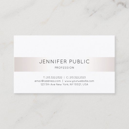 Carte De Visite Élégant Moderne Épuré Faux Argent Simple Luxe Chic (Devant)