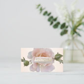 Carte De Visite Elégant Moderne, Fleur Rose, Brosse (Debout devant)