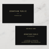 Carte De Visite Elegant moderne Gold Nom de texte Modèle noir (Devant / Derrière)