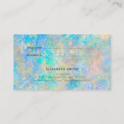 Carte De Visite Elégant Moderne Gold Opal Pierre de référence (Dos)