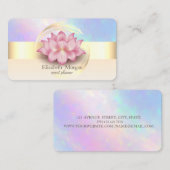 Carte De Visite Élégant moderne Gold Stripe Lotus Holographique (Devant / Derrière)