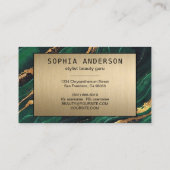 Carte De Visite Elégant moderne GoldGlitter Marine Green Agate Or (Dos)