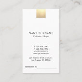 Carte De Visite Élégant moderne Gradient Beige Or Référentiel Vert (Dos)