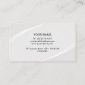 Carte De Visite Elégant moderne gris et blanc argenté (Dos)