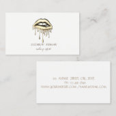 Carte De Visite Élégant, Moderne, Lèvres à gouttes métalliques, Ma (Devant / Derrière)