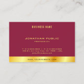 Carte De Visite Élégant Moderne Luxe Texte Professionnel Or (Dos)