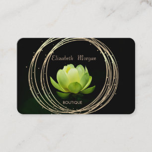 Carte De Visite Élégant Moderne Luxueux Cercles Dorés Lotus Vert