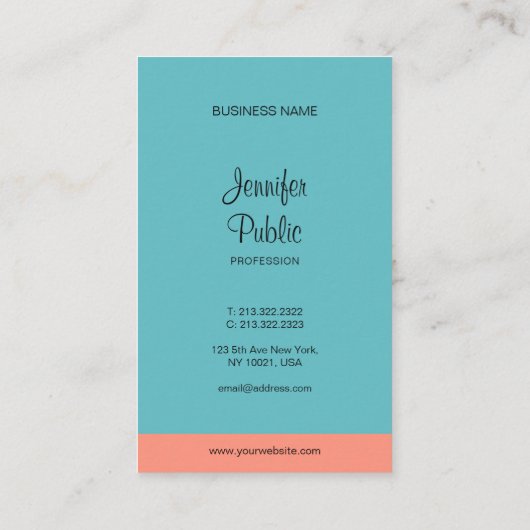 Carte De Visite Élégant moderne manuscrit Nom de script Trend Colo (Dos)