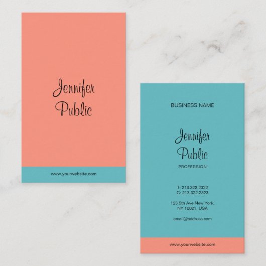 Carte De Visite Élégant moderne manuscrit Nom de script Trend Colo (Devant / Derrière)
