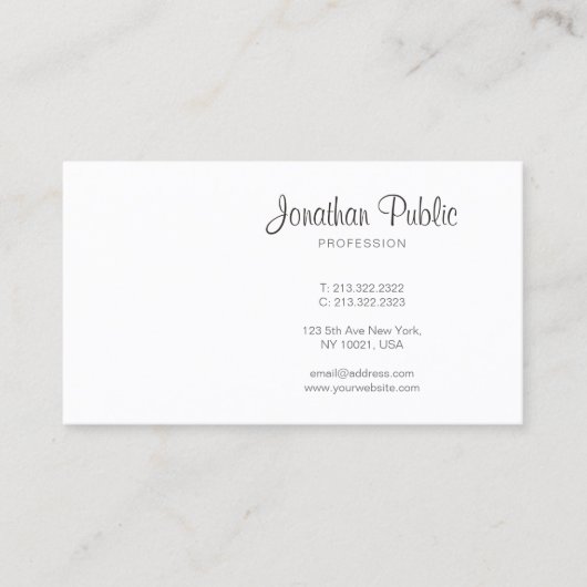 Carte De Visite Élégant moderne manuscrit Script professionnel (Devant)