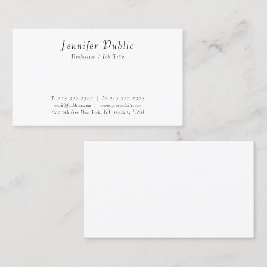 Carte De Visite Élégant moderne manuscrit Script Simple Design (Devant / Derrière)