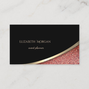 Carte De Visite Élégant Moderne Marbre Noir, Rouge