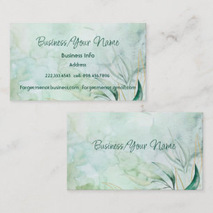 Carte De Visite Élégant Moderne Mariage Aquarelle Feuilles Verdure