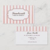 Carte De Visite Élégant moderne mignon rose et blanc rayures (Devant / Derrière)