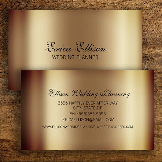 Carte De Visite Élégant moderne minimal Mariage d'or métallique