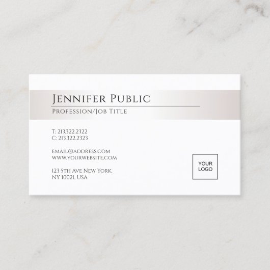 Carte De Visite Elégant moderne Modèle d'apparence argenté (Devant)