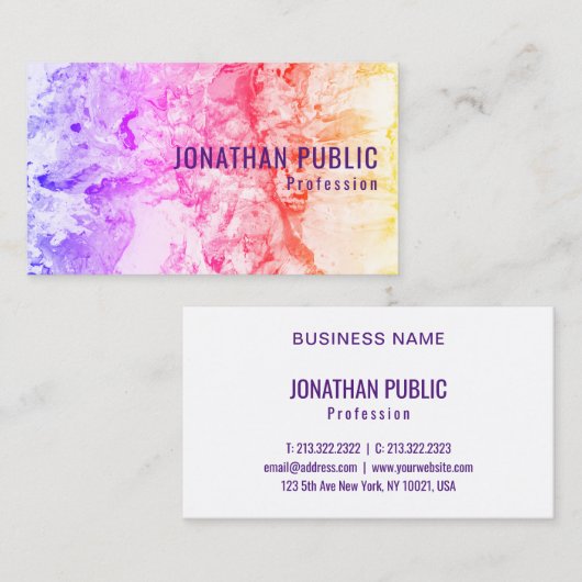Carte De Visite Élégant moderne Modèle d'art Abstrait professionne (Devant / Derrière)
