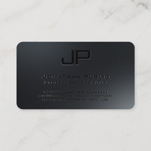 Carte De Visite Élégant moderne Modèle simple Monogramme noir (Dos)