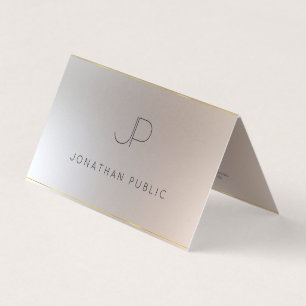 Carte De Visite Élégant moderne Monogram Gold Silver Modèle