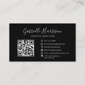 Carte De Visite Élégant moderne Monogramme Initiales de script QR (Dos)
