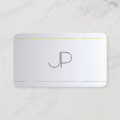 Carte De Visite Élégant moderne Monogramme Or Argent Arrondi (Devant)