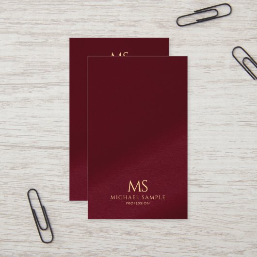 Carte De Visite Élégant Moderne Monogramme Vertical en Texte Doré (Devant/Arrière en situation)