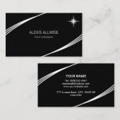 Carte De Visite Elégant moderne noir & blanc (Devant / Derrière)