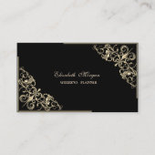 Carte De Visite Élégant moderne, Noir, Cadre Or (Devant)
