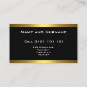 Carte De Visite Élégant Moderne Noir et Or (Dos)