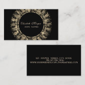 Carte De Visite Élégant moderne, Noir, Flèches cadres or (Devant / Derrière)