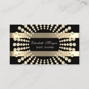 Carte De Visite Élégant moderne, Noir, Gratté Or, Diamants