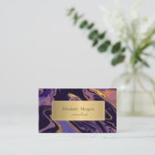 Carte De Visite Elégant moderne Ombre Marble Gold Touch (Debout devant)